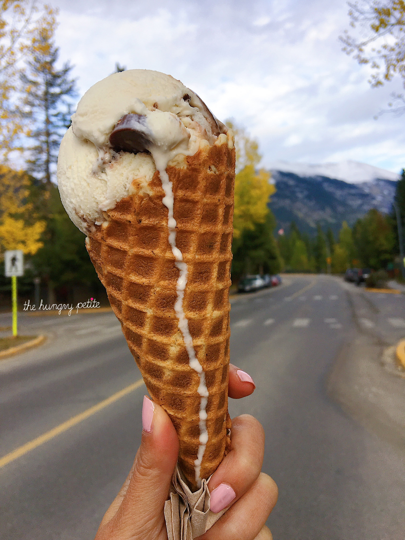 The Scoopin' Moose ice cream on a waffle cone - from The Scoopin' Moose in Canmore
