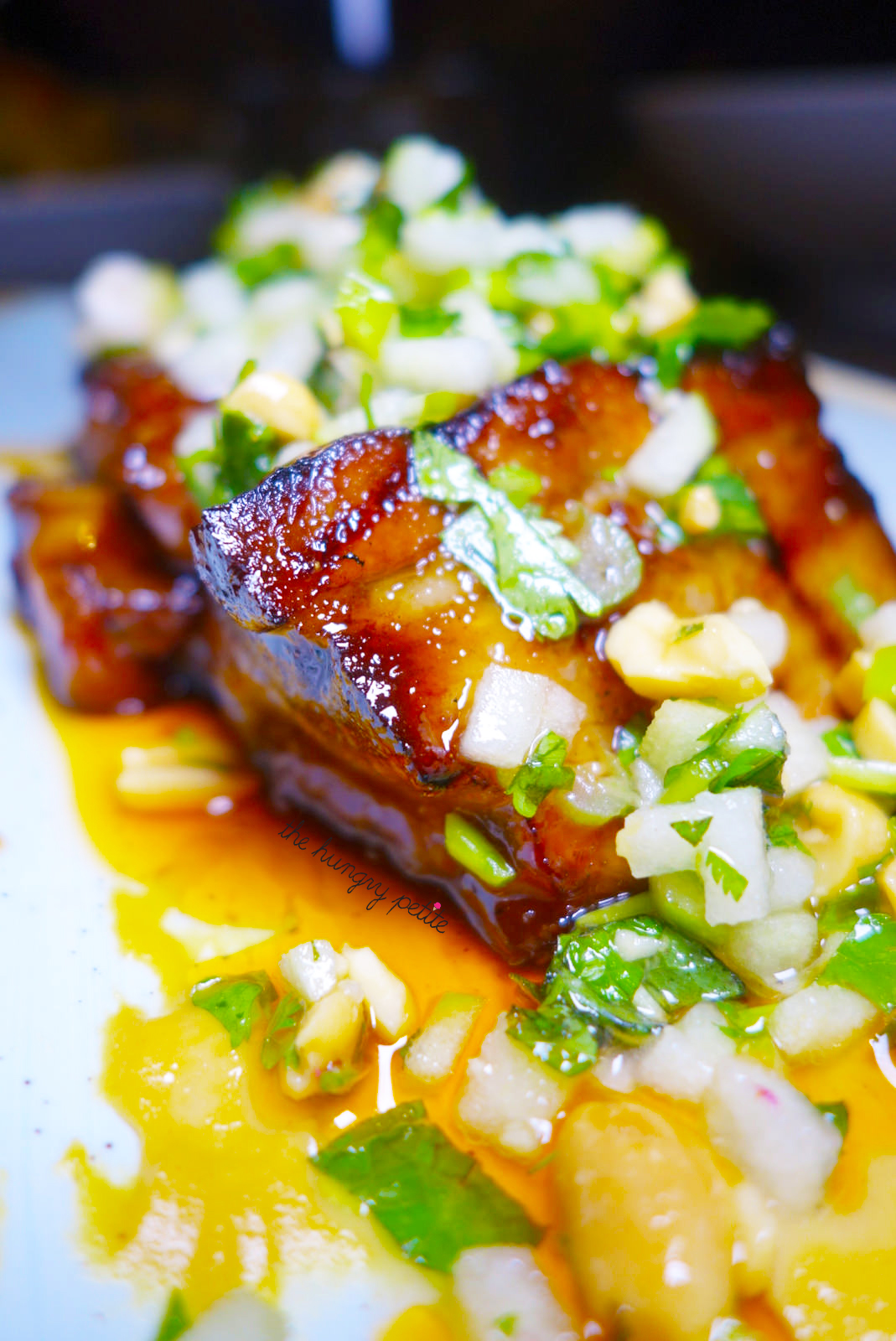 Char Sui Pork Belly, tahini dijon, granny smith apple, lime, peanuts, cilantro, mint chili from Crazy Weed Kitchen