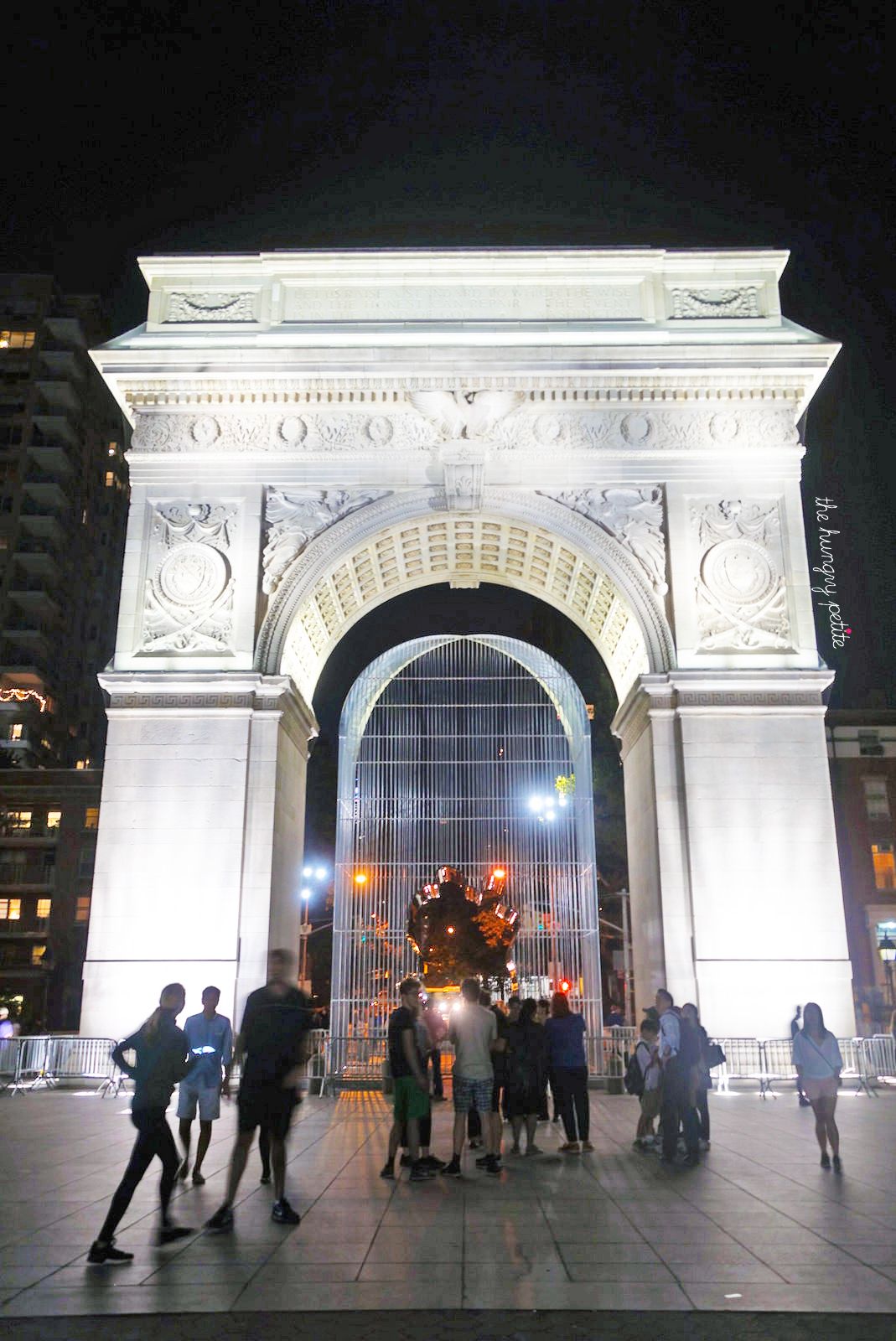 Washington Square Park. Under the arch is Ai Weiwei’s "Good Fences Make Good Neighbors" (symbolizing the way we create divisions in cultures and nations) 