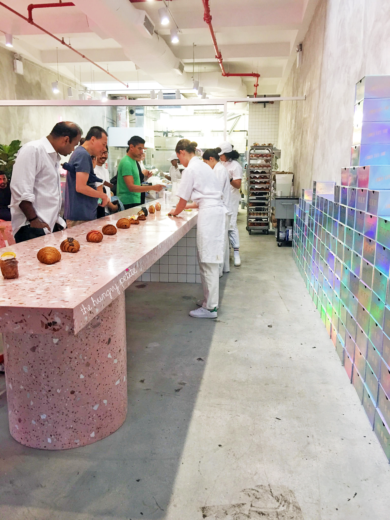 Order 6 or more pastries and you get one of those pretty boxes to the right. My 6 totaled $45 after tax and tip