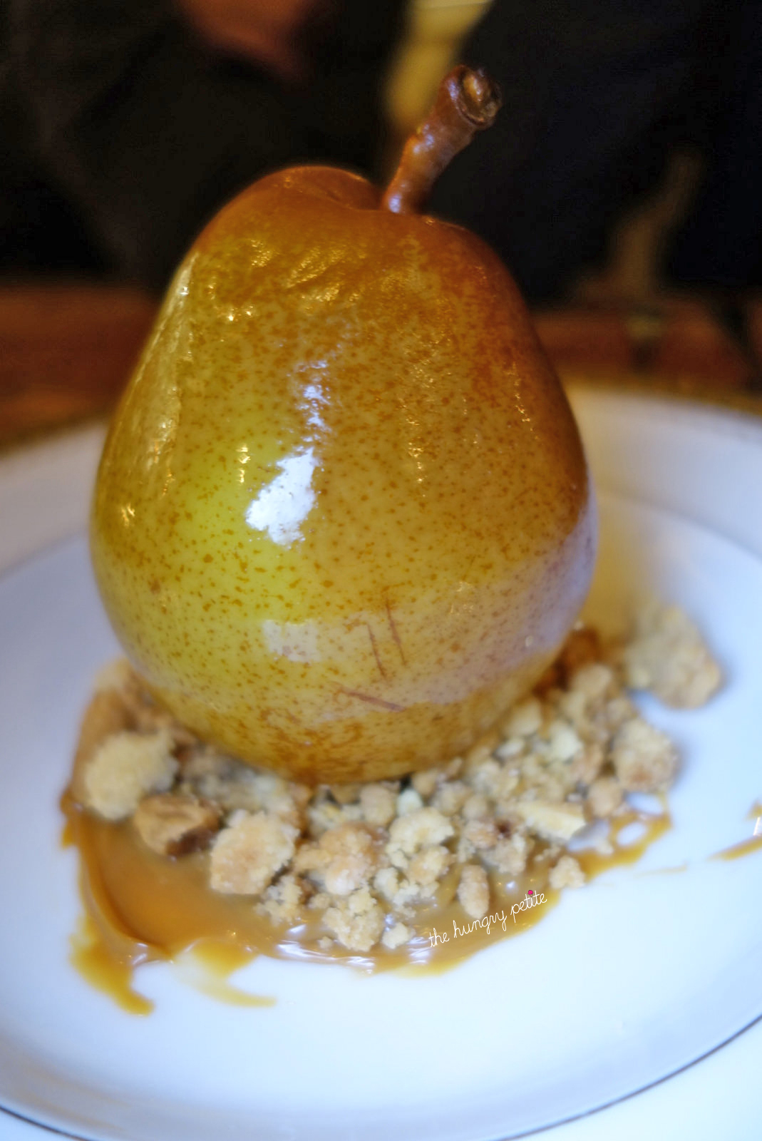 Pear - fudge, fleur de sel, almond