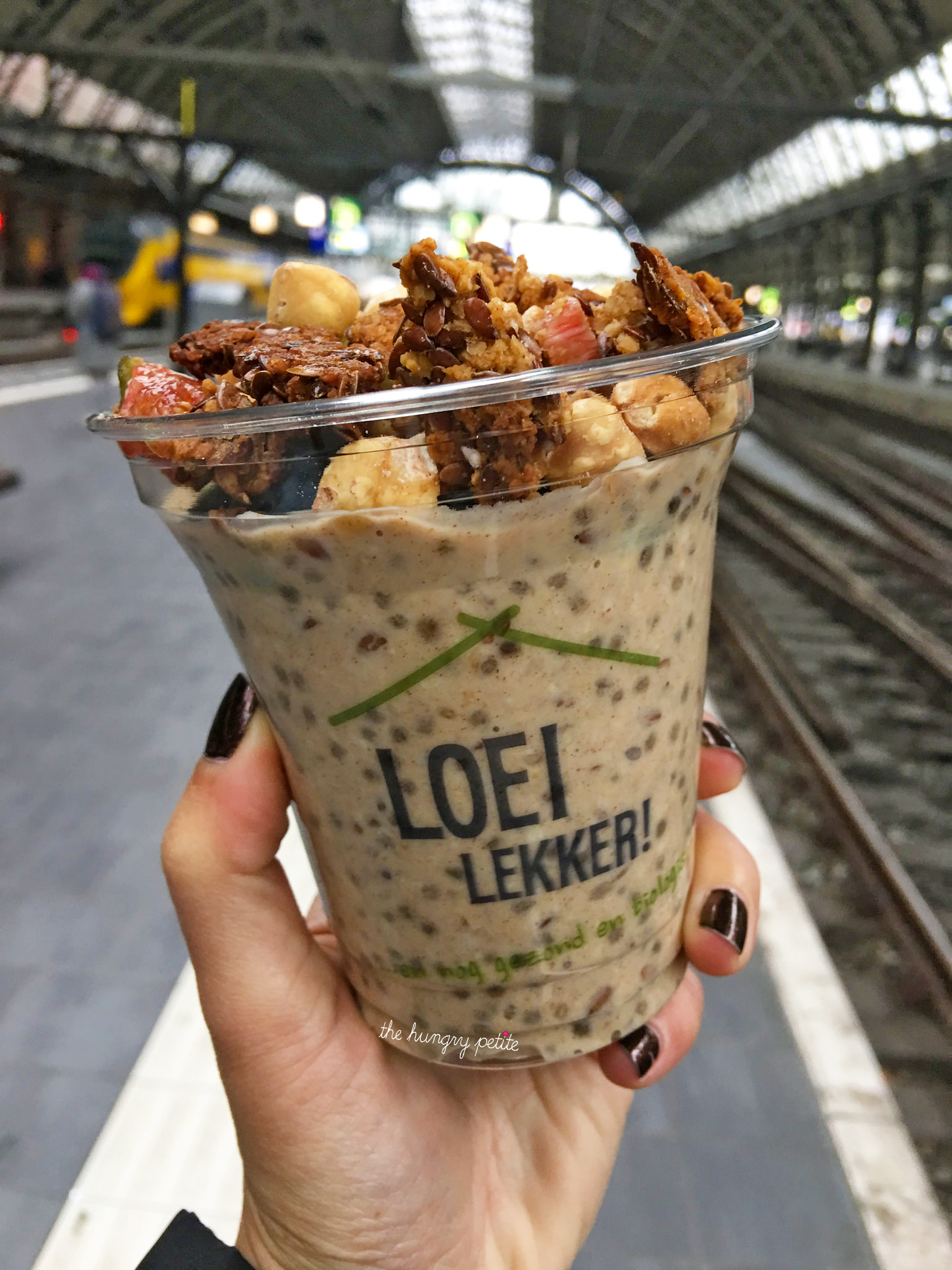 I didn't eat this in Utrecht. I ate it in Amsterdam before we got on the train to Utrecht. Overnight oats with fruit.