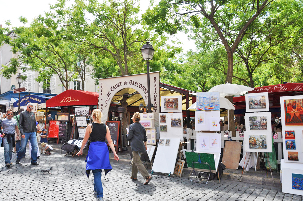 Place du Tertre - open air art gallery. This used to be the main square of a medieval village before it became a part of Paris