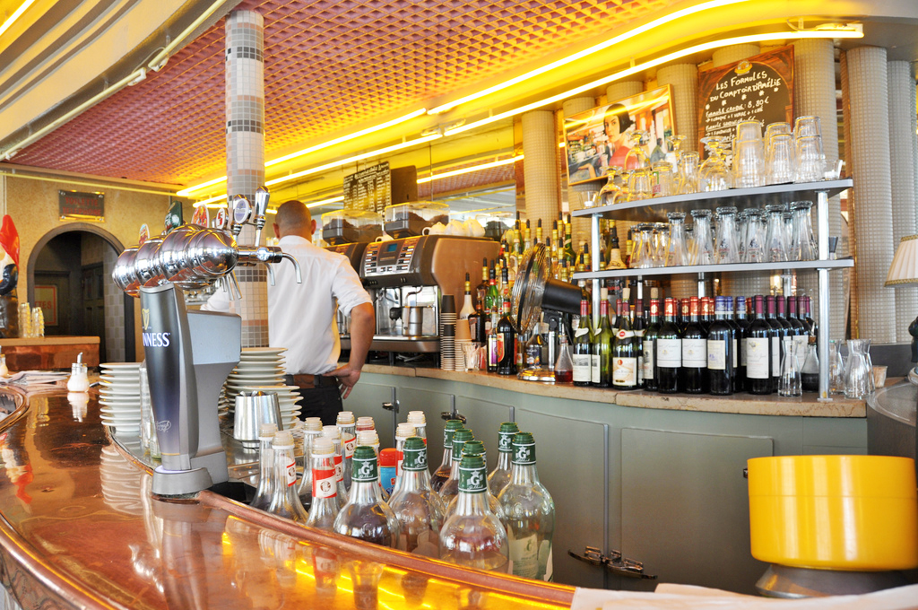 Inside Café des 2 Moulins - I had a great burger and fries here.