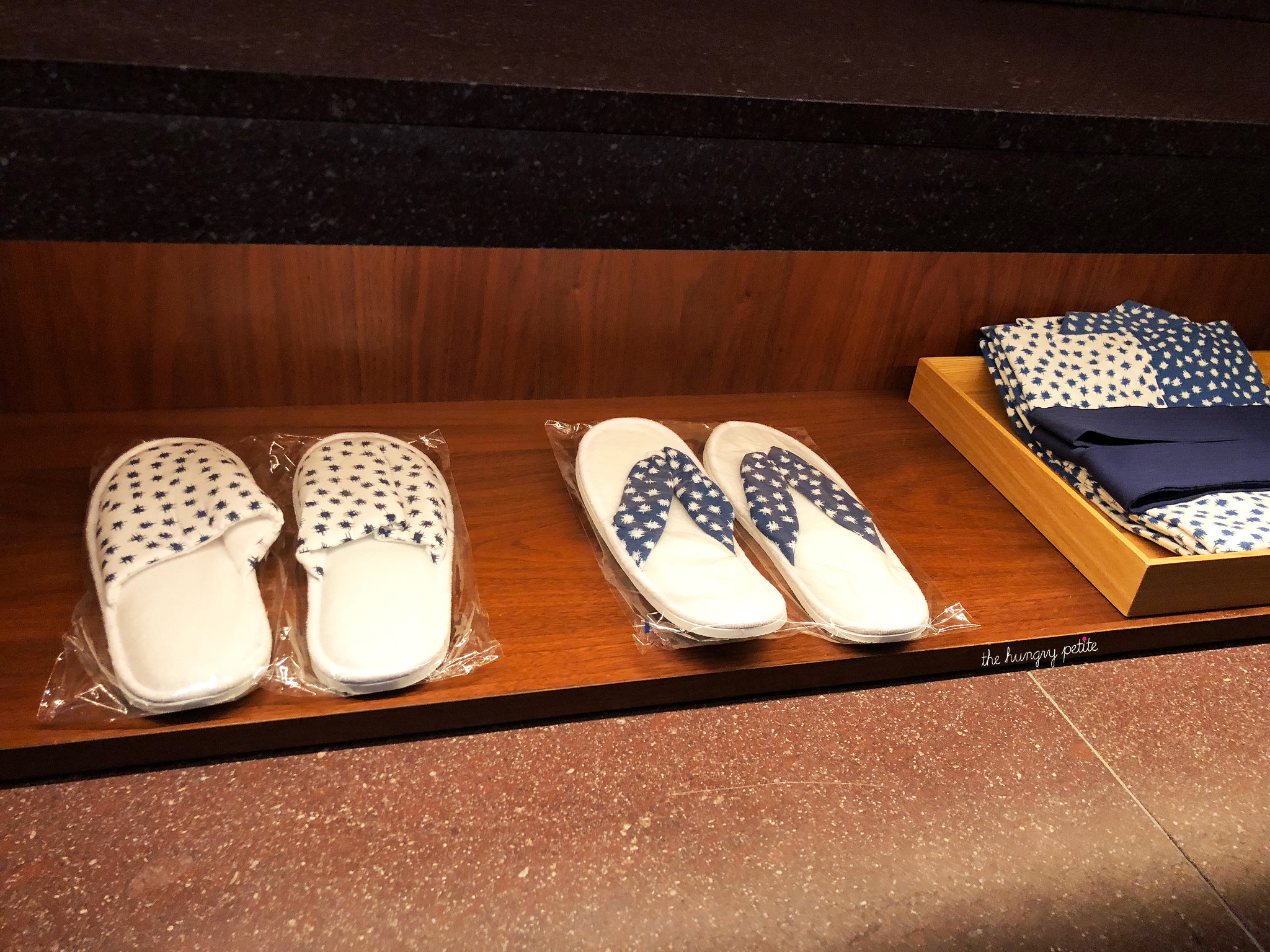 Walking into the room, to the right are these cute slippers and Yukata.