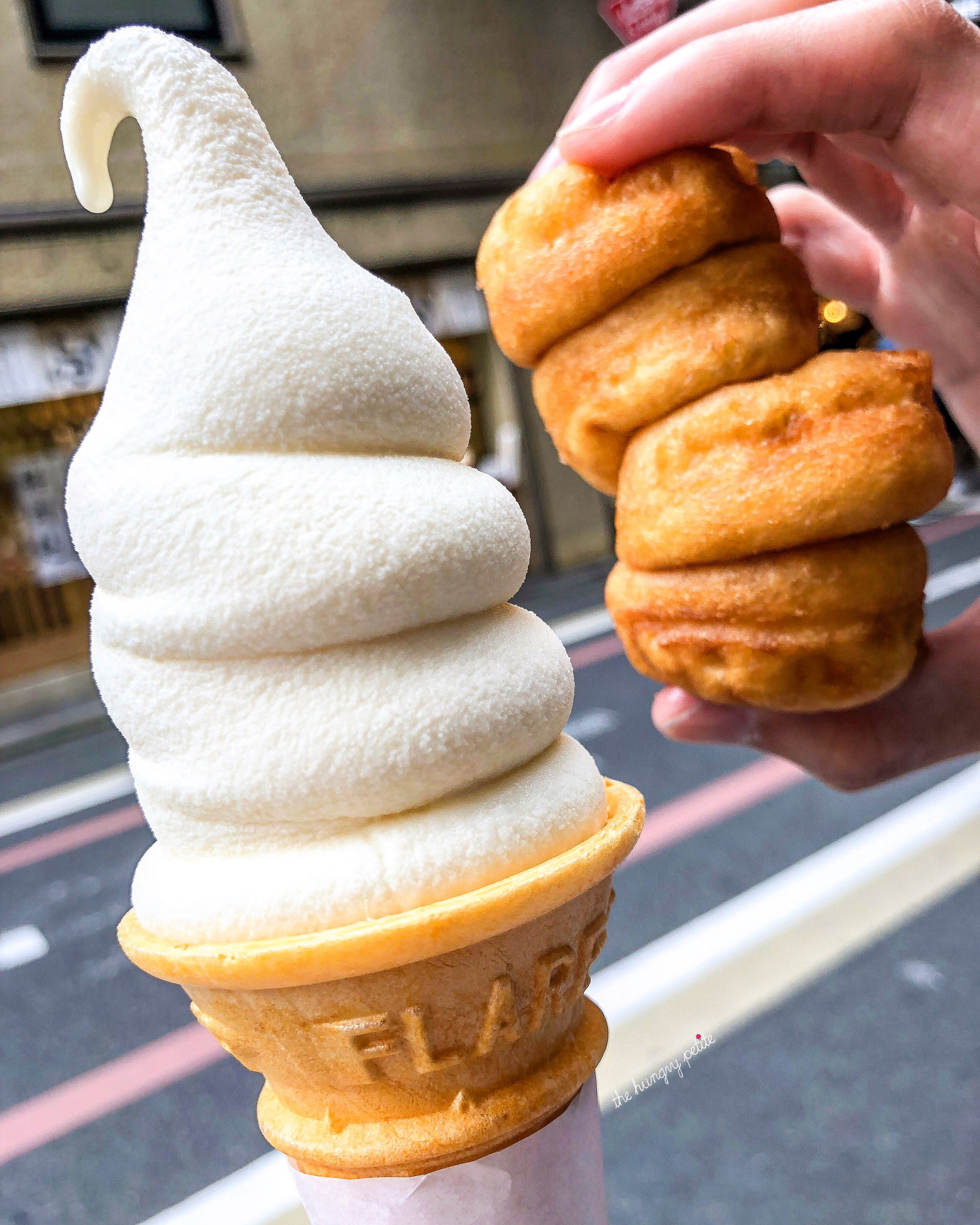 Soybean milk soft serve and tofu donuts. The soft serve reminded me of those gallon jugs of soy milk my mom used to buy at the Chinese grocery store when I was a kid. The soft serve was not too sweet but had a nice mild soy milk flavor. The donuts were also not very sweet, but they kinda had no flavor at all. First bites were not impressive, but we bought 10 so they were slowly eaten over 2 days, and they surprisingly were better as they aged (maybe because they were our bedtime snacks, and bedtime snacks are always good).