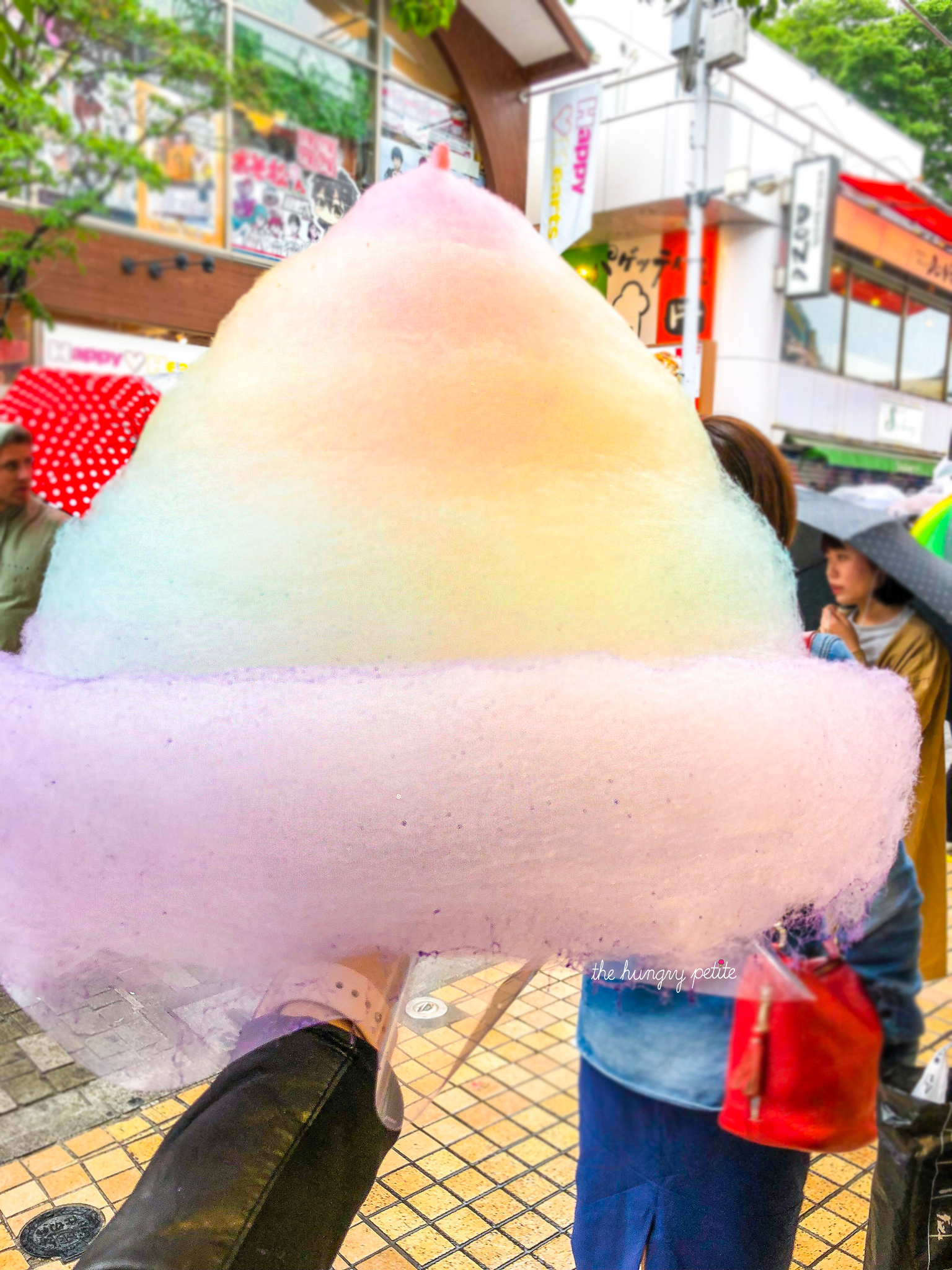 I tried to take a lot of photos to get my 10USD worth, but it was too crowded on the street, and it was raining, so my cotton candy was melting faster than usual.