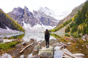 Looking out onto Lake Agnes