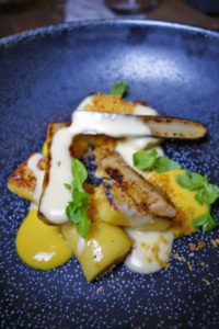 Seared gnocchi, salsify and smoked Westcombe cheddar sauce