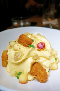 Caramelized apple, Calvados sabayon and cinnamon toast ice cream