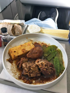 15-hour lamb, fig and mustard sauce, crispy polenta with olives and cashew nuts