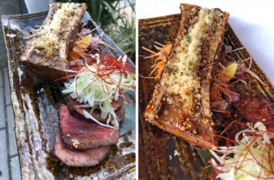 Snake River Farm Wagyu Sirloin with Grilled Bone Marrow and Spicy Garlic Soy