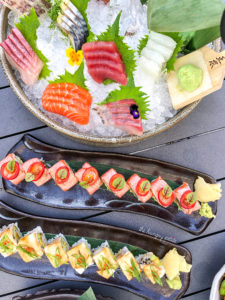 Seared salmon and unagi maki