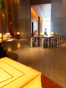 The lobby is beautiful and modern (and a little dark!)