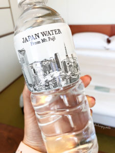 Complimentary Mt Fuji water. Now the only water I want to drink should be from Mt. Fuji. All the other drinks and snacks in the room were complimentary (minus the alcohol). The wasabi chips were my fav. I asked the front desk for more and they wanted us to buy them. So I called housekeeping and they brought me one bag (no charge).
