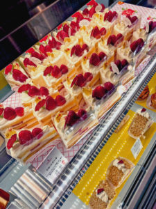 All sorts of pastries at the department/supermarket shops. A little overwhelming to see them all and choose only a couple.
