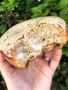 Starbucks donut. Earl Grey frosting with milk cream inside. So good. Visit a Starbucks to see what treats they have that we can't get in the US.