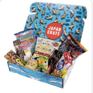 Japan Crate with lots of Japanese snacks